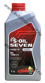 Масло моторное S-OIL RED #7 10W30 API SN (бензин, п/синт)  1л 