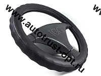 IGG Оплетка на руль 1032 (экокожа, черный + черная "air mesh" (волна), М 37-39 см)