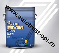 Масло моторное S-OIL BLUE#5 15W40 API CF-4/SG (дизель, п/синт) 20л