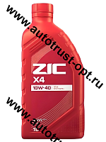 Масло моторное ZIC  X4 10W40  (бензин, п/синт)  1л