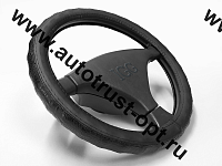 IGG Оплетка на руль 1030 (экокожа, черный+черная рептилия с  отстрочкой (волна), М 37-39 см)