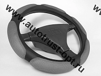 IGG Оплетка на руль "air mesh" 6 подушек черный + серый (М)