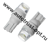 KS Лампа светодиодная T10 12V W2,1-9,5d  б/ц  белая, 1 HIGH POWER 0.3W диод